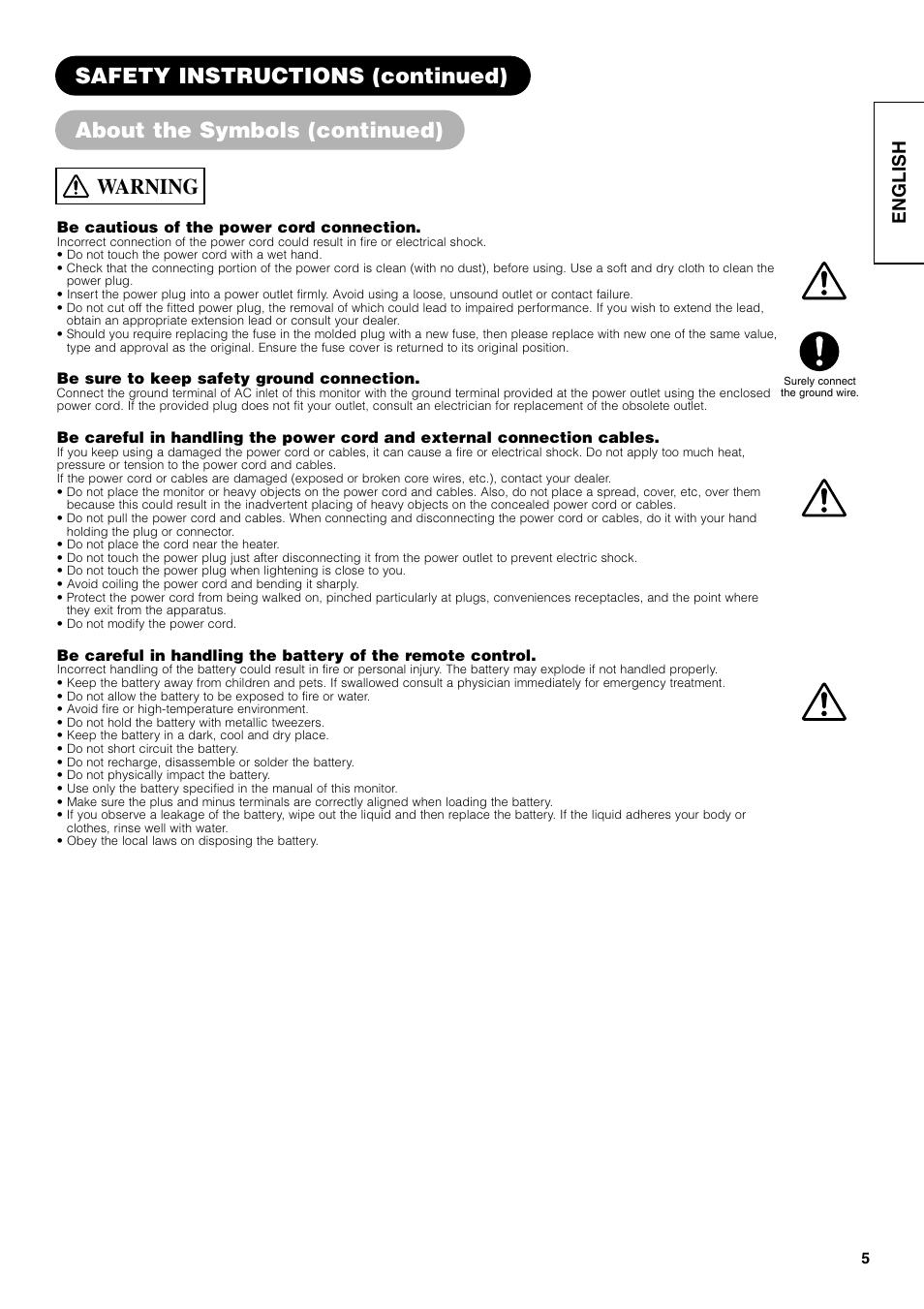 Warning, English | Hitachi 42PD7800 User Manual | Page 5 / 58