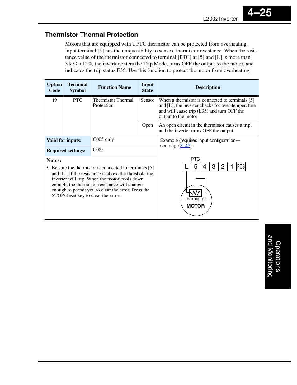 Thermistor thermal protection | Hitachi L2002 User Manual | Page 169 / 304