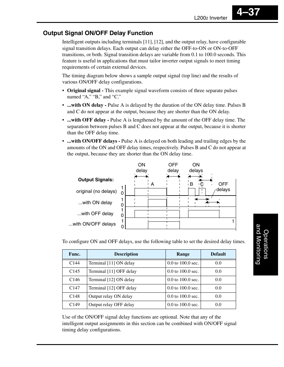 Output signal on/off delay function | Hitachi L2002 User Manual | Page 181 / 304
