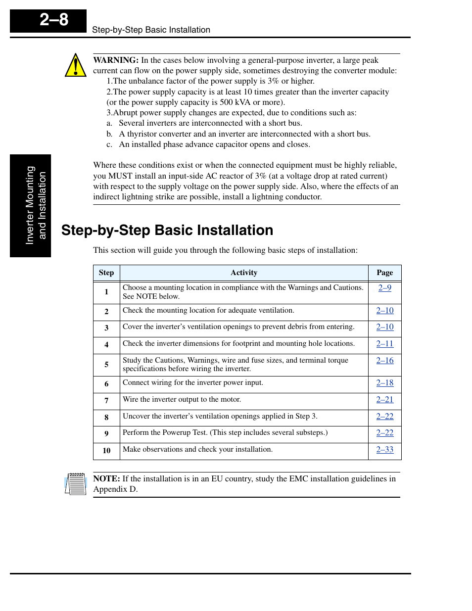 Step-by-step basic installation, Step-by-step basic installation 2–8 | Hitachi L2002 User Manual | Page 54 / 304