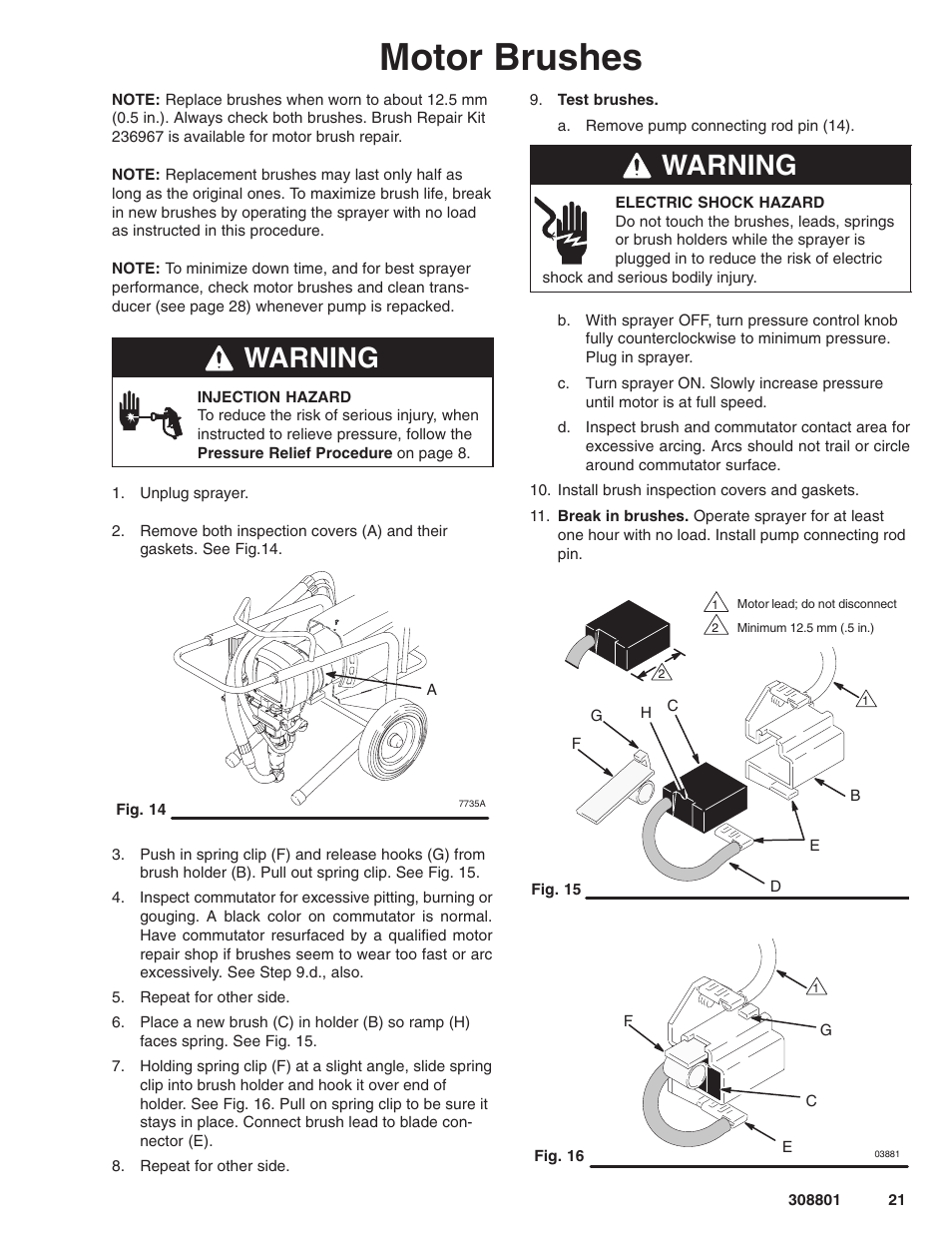 Motor brushes, Warning | Hitachi ULTRA MAX 695 232133 User Manual | Page 21 / 36