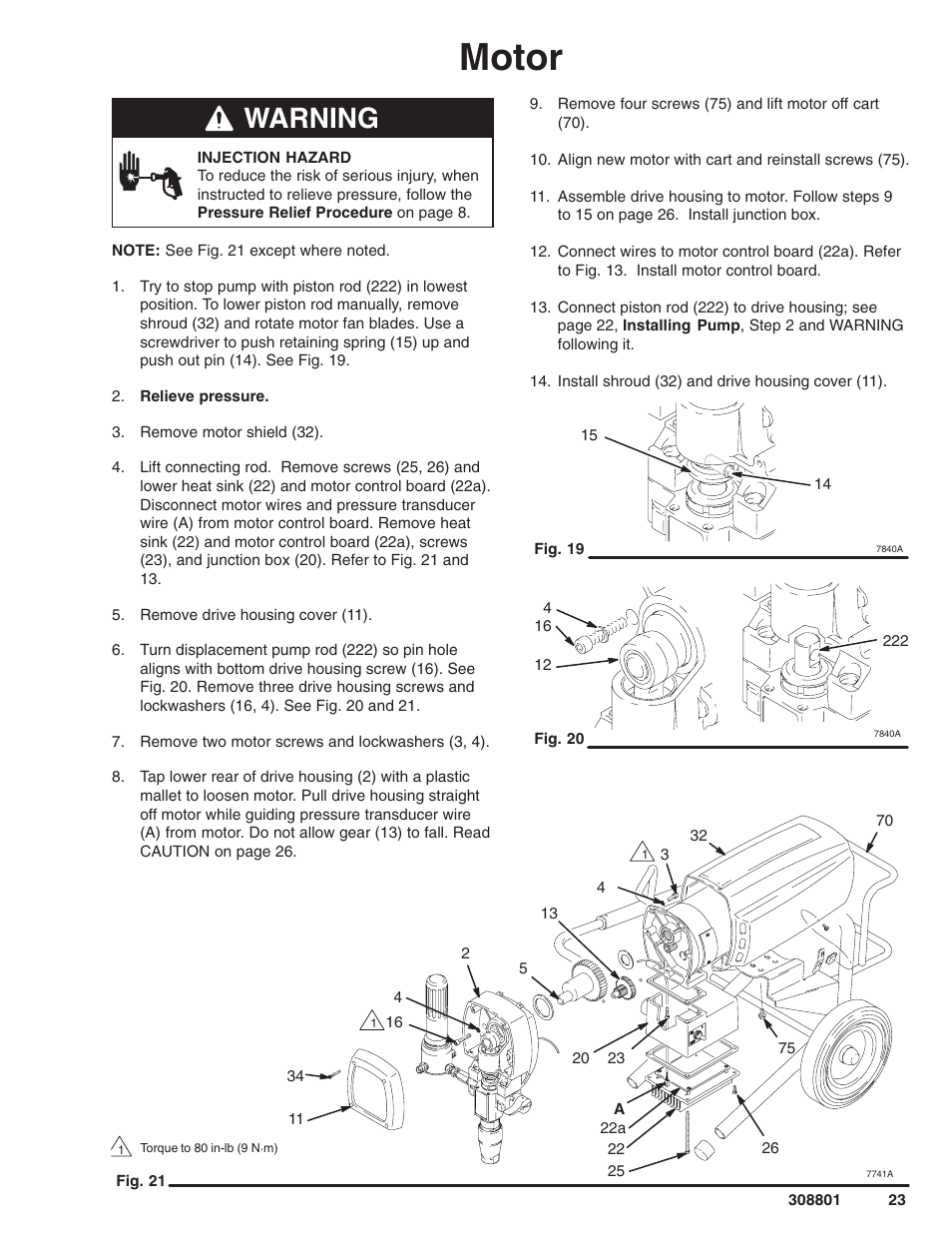 Motor, Warning | Hitachi ULTRA MAX 695 232133 User Manual | Page 23 / 36