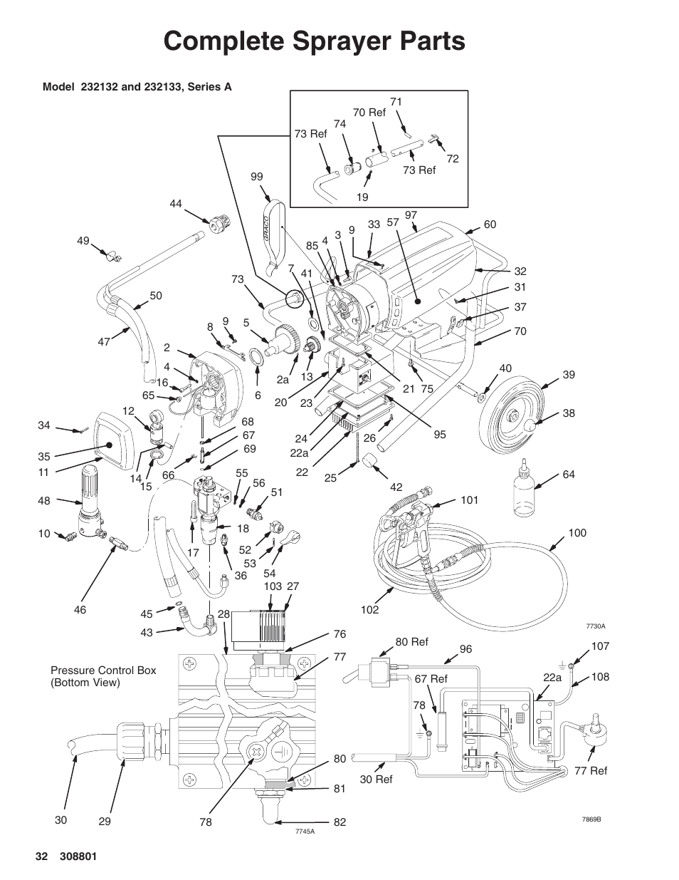 Complete sprayer parts | Hitachi ULTRA MAX 695 232133 User Manual | Page 32 / 36