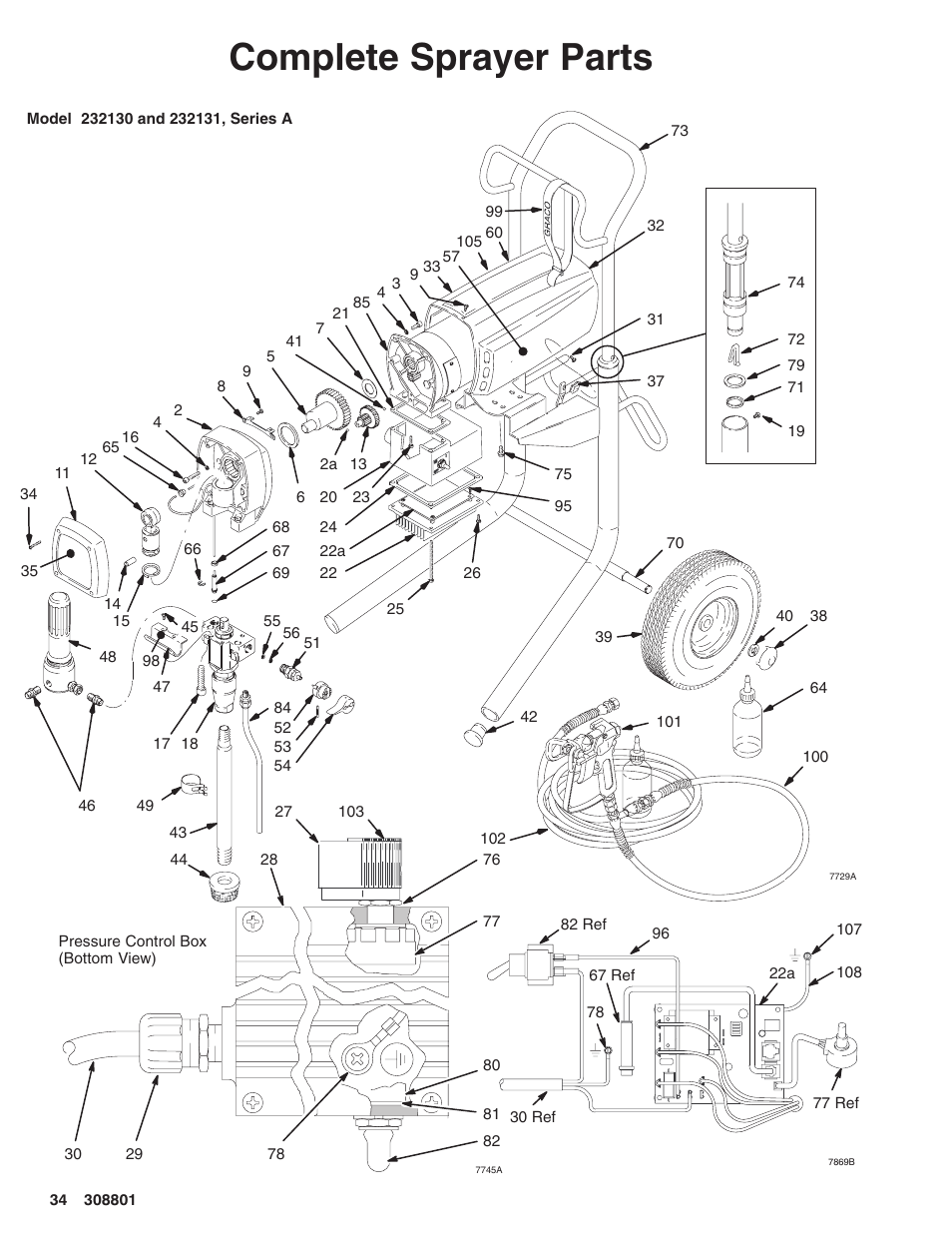 Complete sprayer parts | Hitachi ULTRA MAX 695 232133 User Manual | Page 34 / 36