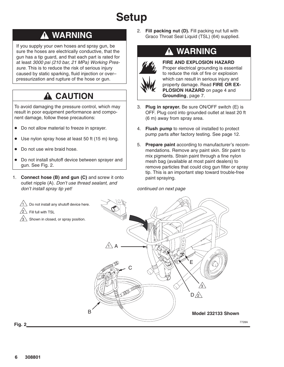 Setup, Warning, Caution | Hitachi ULTRA MAX 695 232133 User Manual | Page 6 / 36
