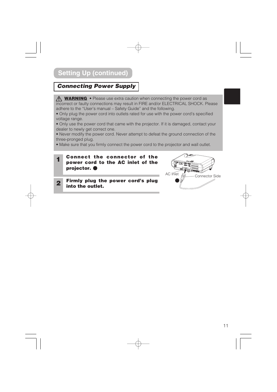 Setting up (continued) | Hitachi CP-S235 User Manual | Page 11 / 44