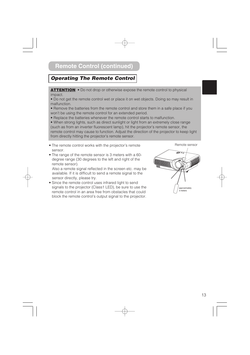 Remote control (continued), Operating the remote control | Hitachi CP-S235 User Manual | Page 13 / 44