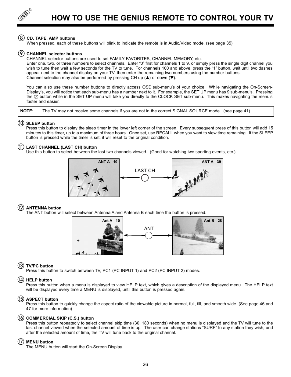 How to use the genius remote to control your tv | Hitachi 55DMX01WD User Manual | Page 26 / 92