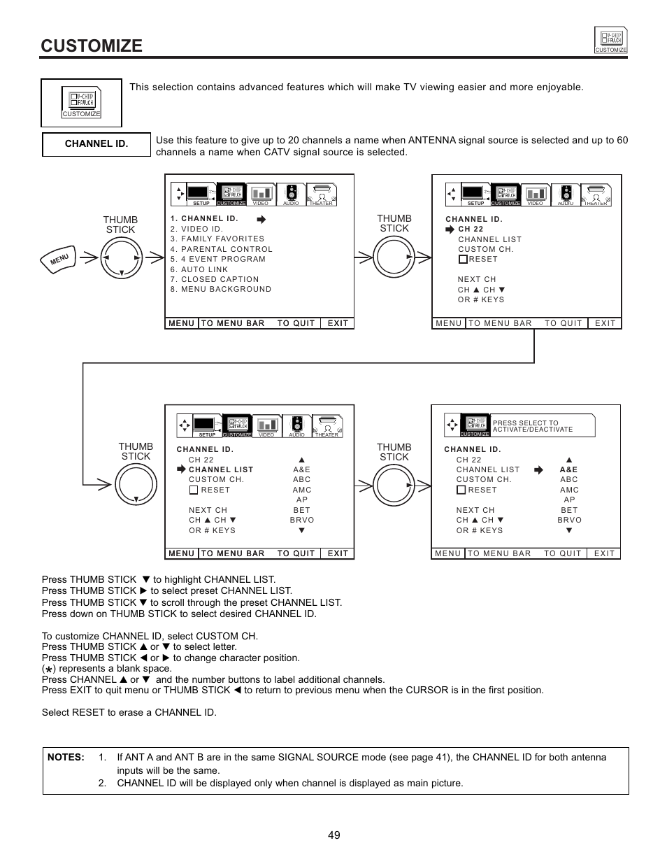 Customize | Hitachi 55DMX01WD User Manual | Page 49 / 92