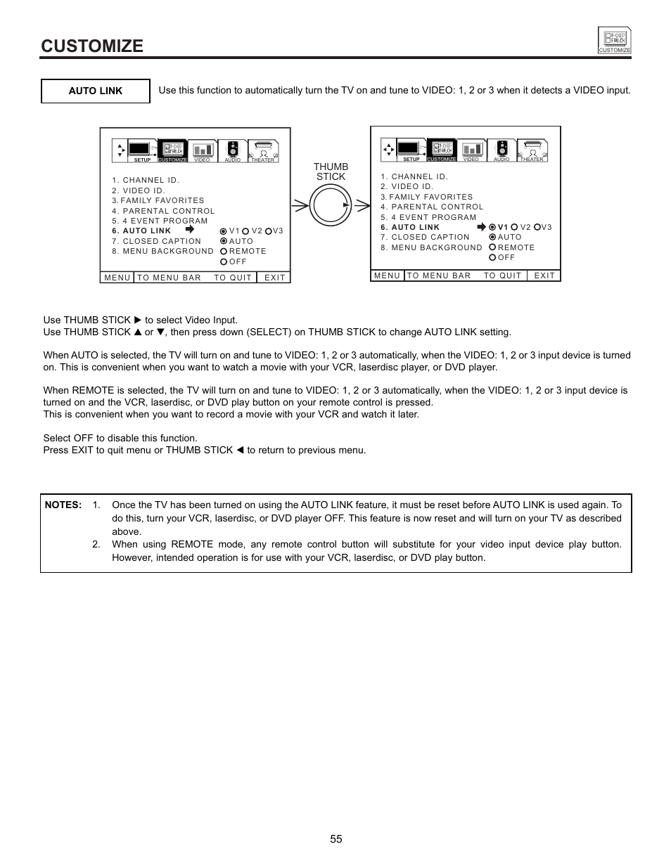 Customize | Hitachi 55DMX01WD User Manual | Page 55 / 92