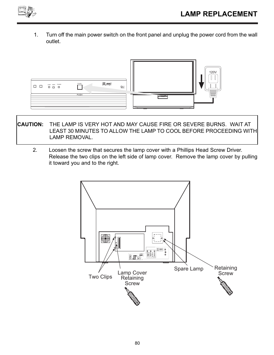 Lamp replacement | Hitachi 55DMX01WD User Manual | Page 80 / 92