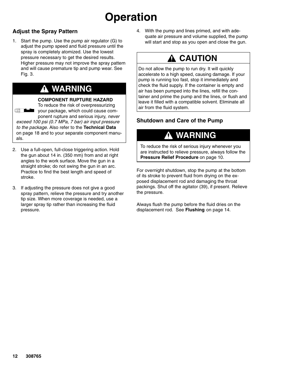 Operation, Warning, Caution | Hitachi 232437 User Manual | Page 12 / 20