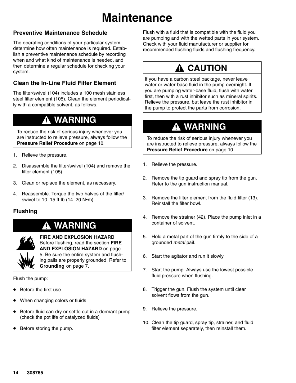 Maintenance, Warning, Caution | Hitachi 232437 User Manual | Page 14 / 20