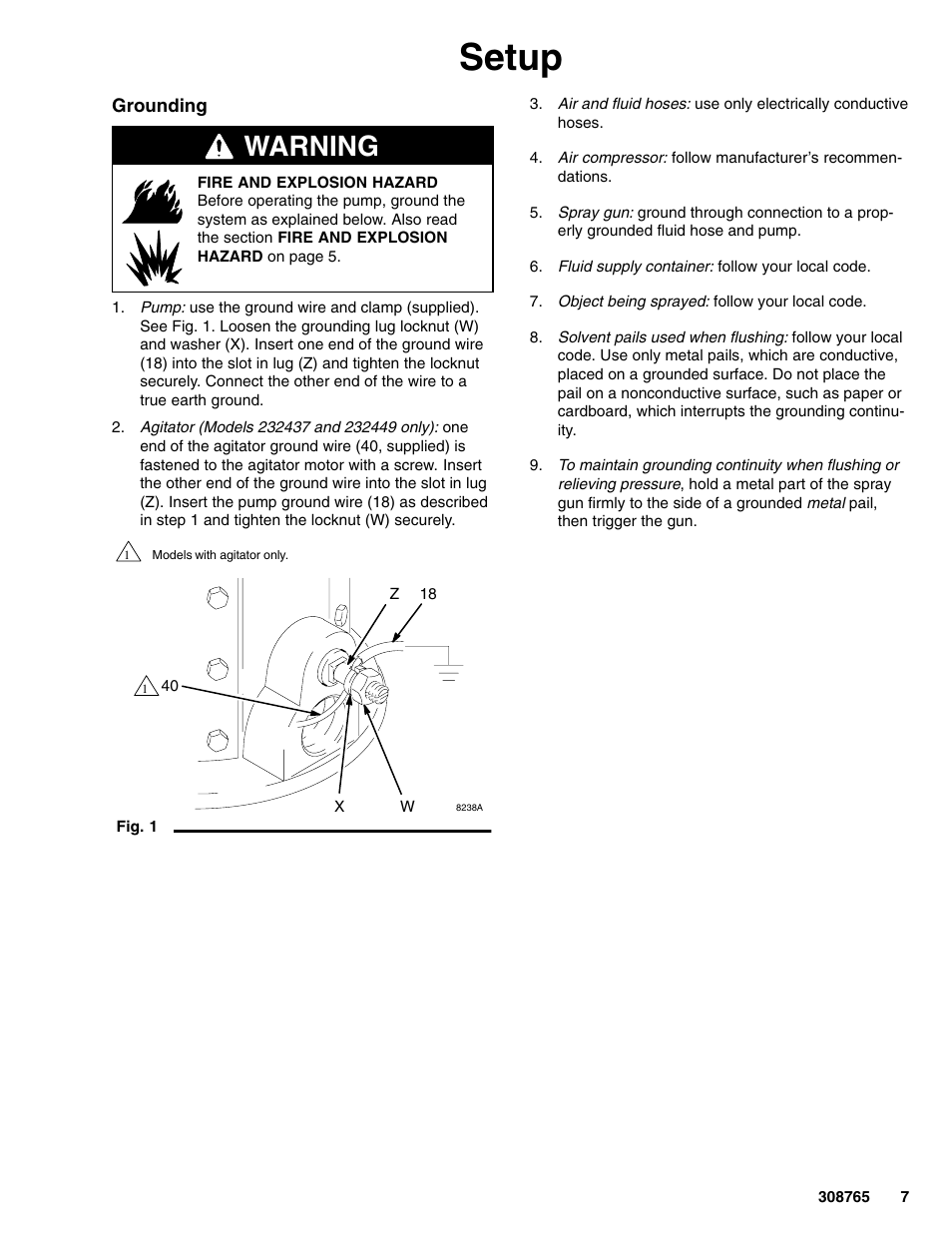 Setup, Warning | Hitachi 232437 User Manual | Page 7 / 20