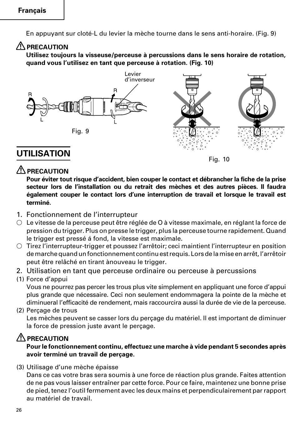 Utilisation | Hitachi DV 20VB User Manual | Page 26 / 44