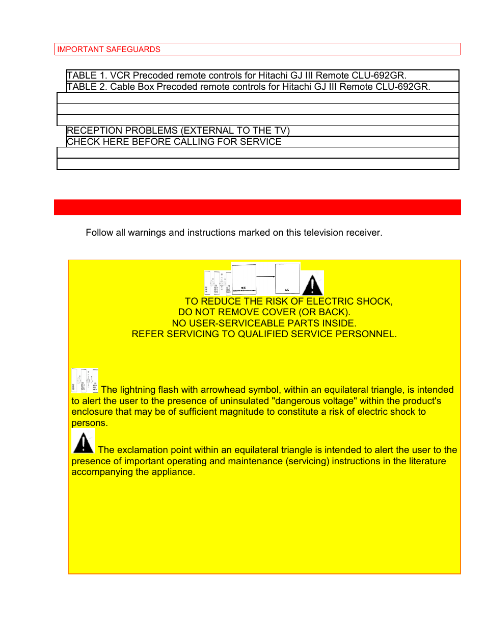 Important safeguards | Hitachi 35TX69K User Manual | Page 2 / 40