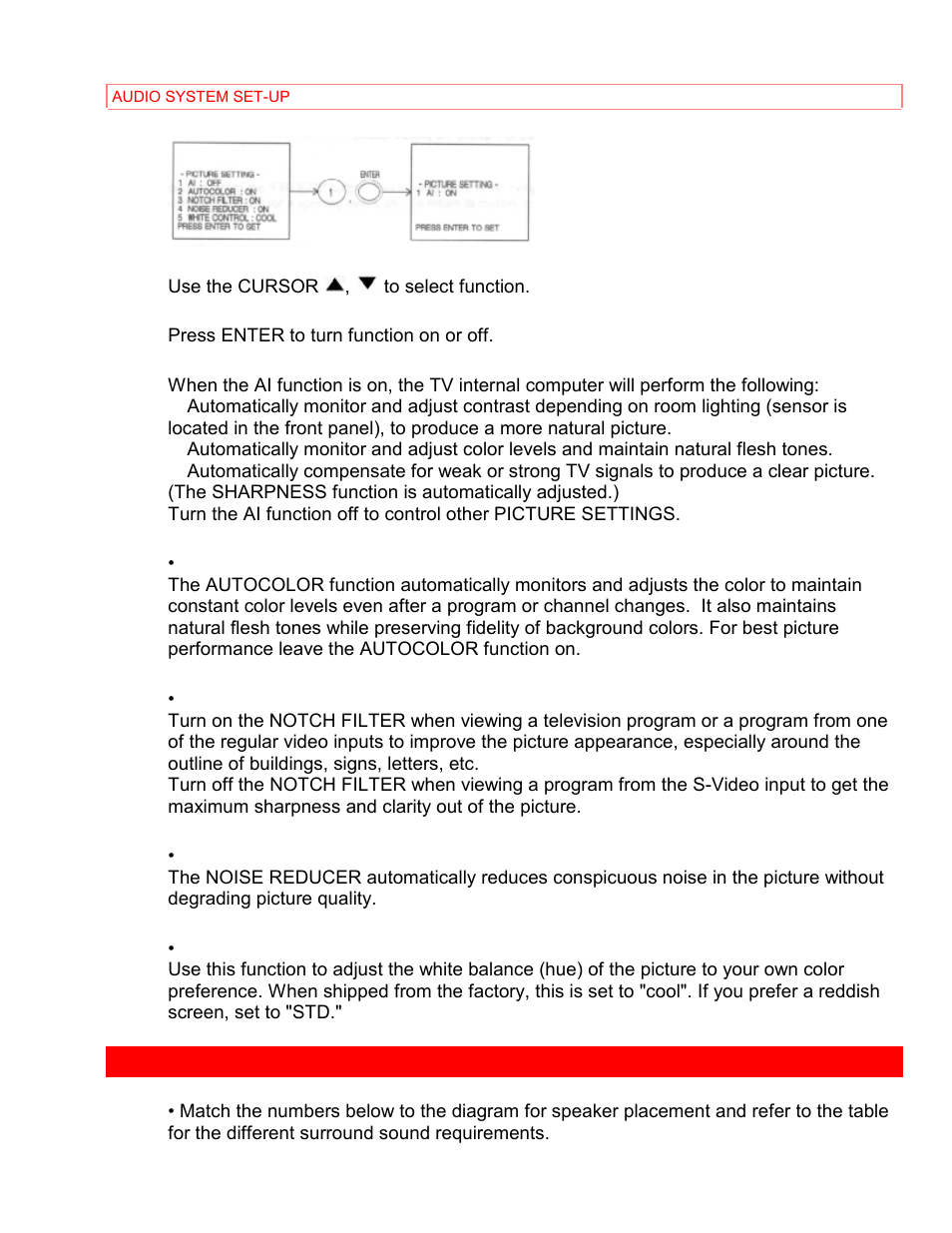 Audio system set-up | Hitachi 35TX69K User Manual | Page 29 / 40