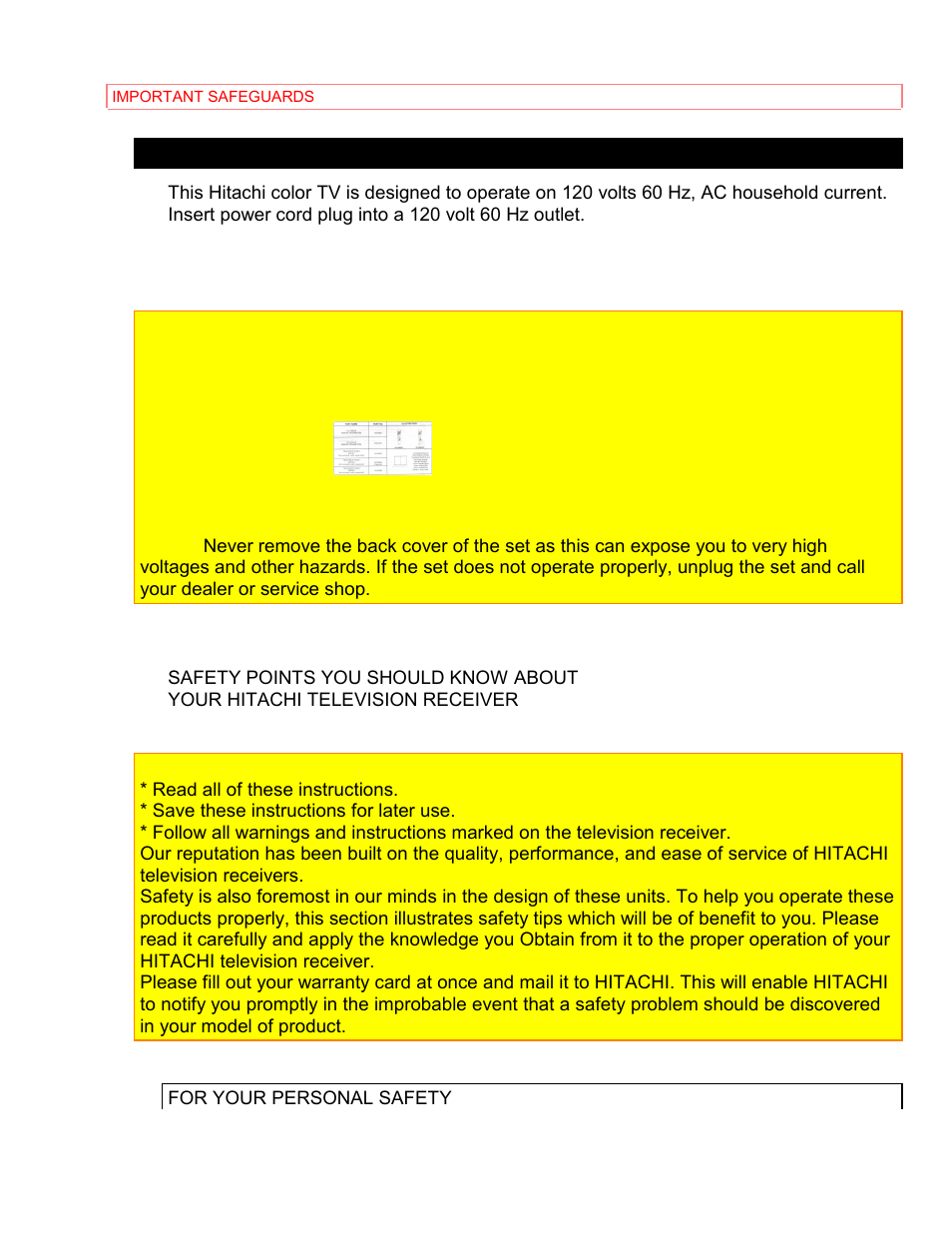 Power source | Hitachi 35TX69K User Manual | Page 3 / 40