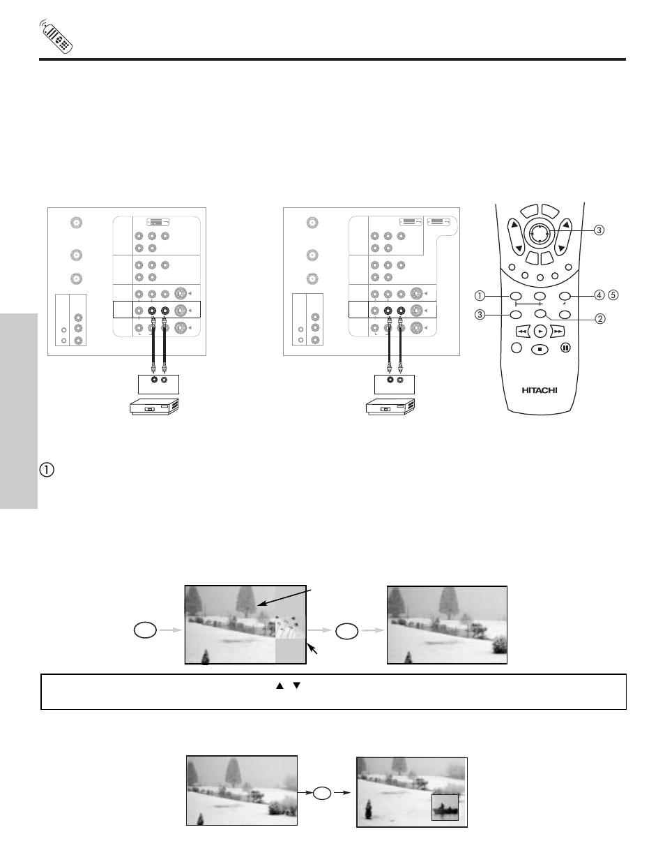 Picture-in-picture (pip), The remote control, Main picture sub picture | Hitachi 57X500 User Manual | Page 34 / 80