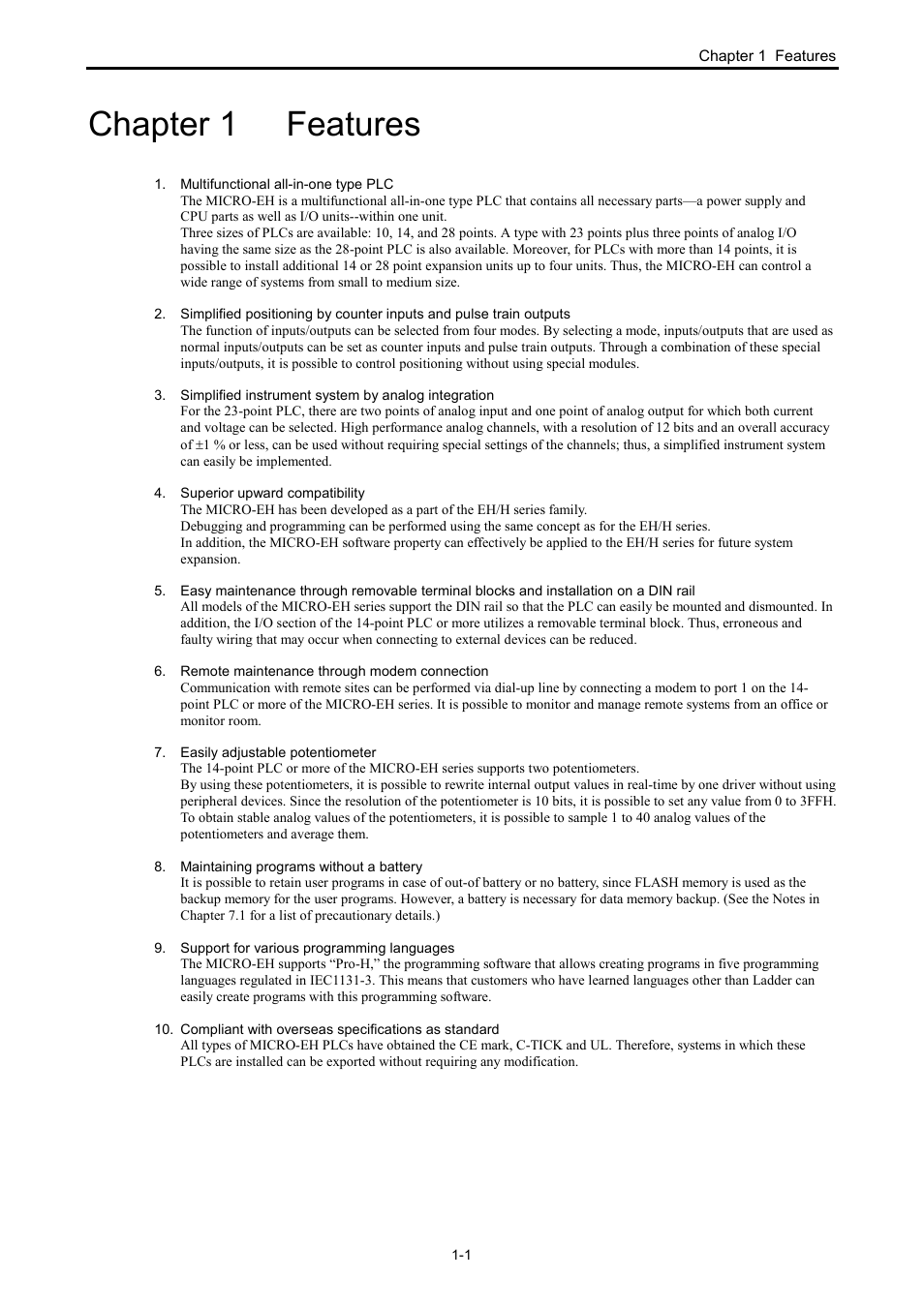 Chapter 1 features | Hitachi NJI-350B User Manual | Page 13 / 319
