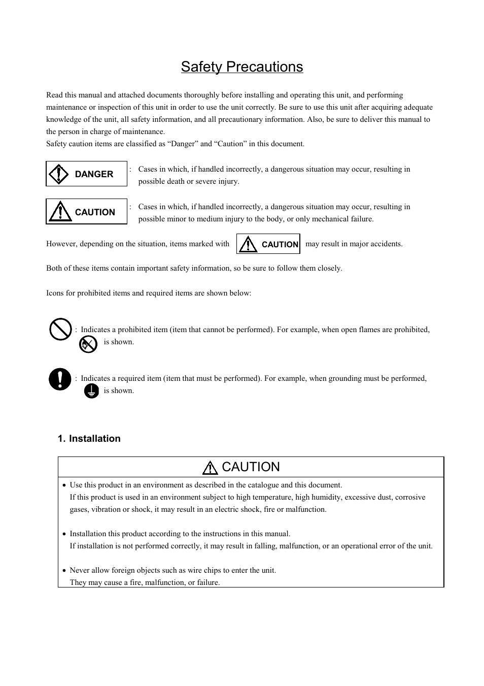 Safety precautions, Caution | Hitachi NJI-350B User Manual | Page 5 / 319