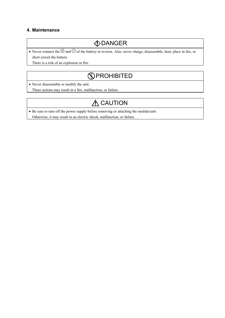 Danger, Prohibited, Caution | Hitachi NJI-350B User Manual | Page 7 / 319