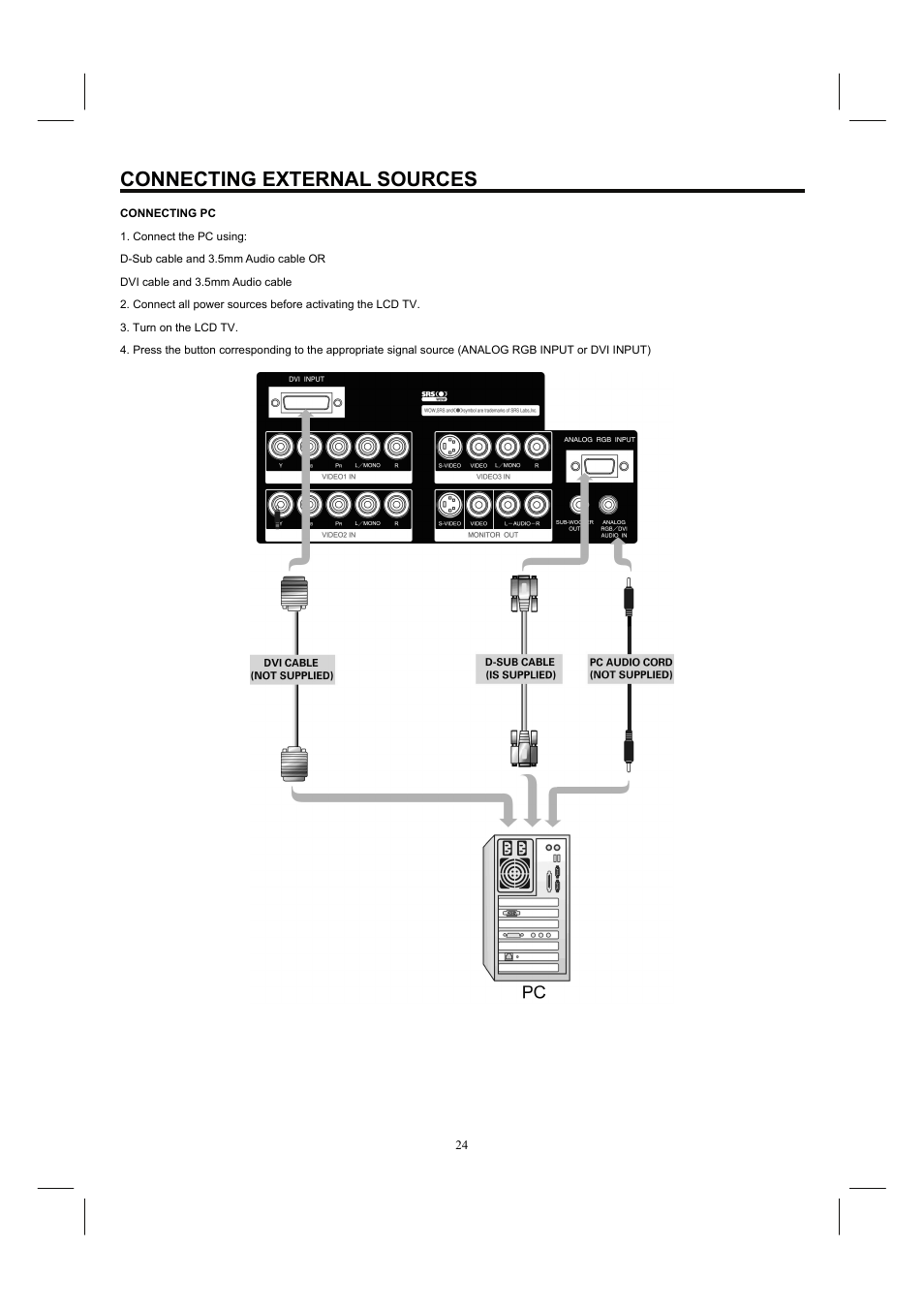 Connecting external sources | Hitachi 32HDL52 User Manual | Page 26 / 53