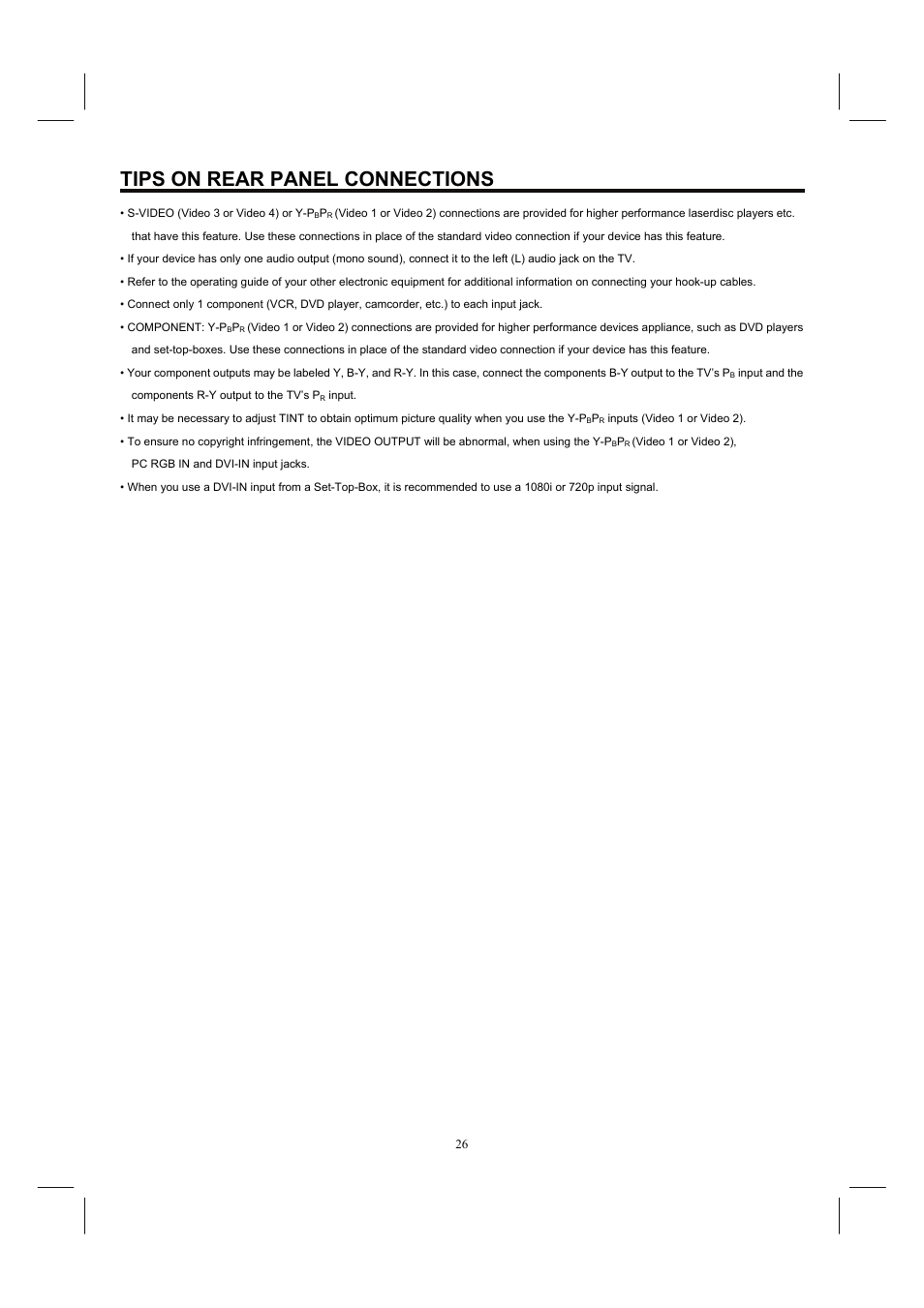 Tips on rear panel connections | Hitachi 32HDL52 User Manual | Page 28 / 53