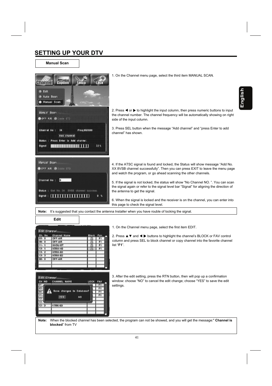 Setting up your dtv | Hitachi 32HDL52 User Manual | Page 43 / 53