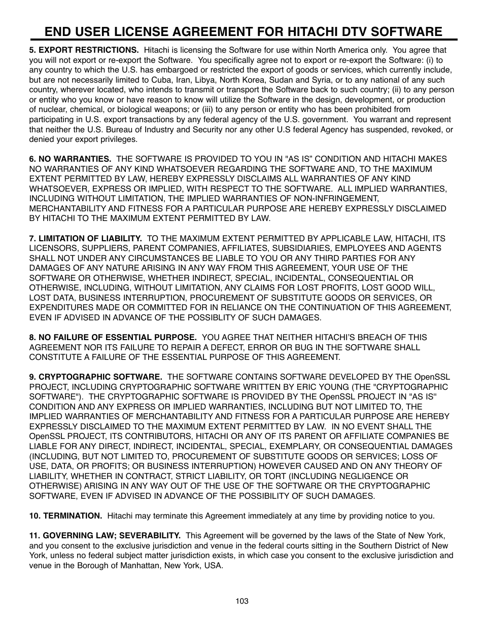 Hitachi 32HLX61 User Manual | Page 103 / 104