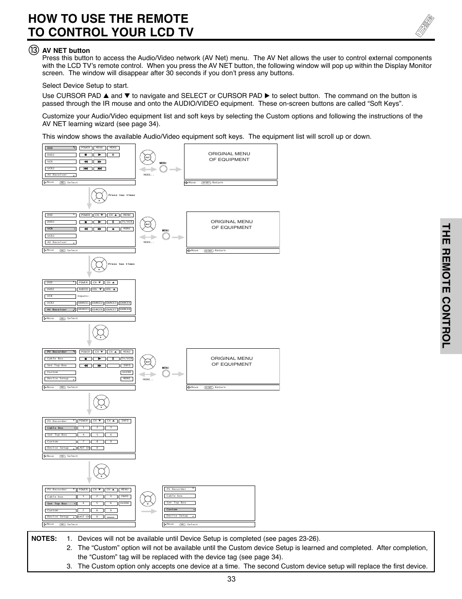 How to use the remote to control your lcd tv, The remote control, Gu id e a/v n et | Hitachi 32HLX61 User Manual | Page 33 / 104