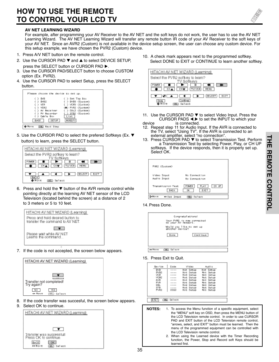 How to use the remote to control your lcd tv, The remote control | Hitachi 32HLX61 User Manual | Page 35 / 104
