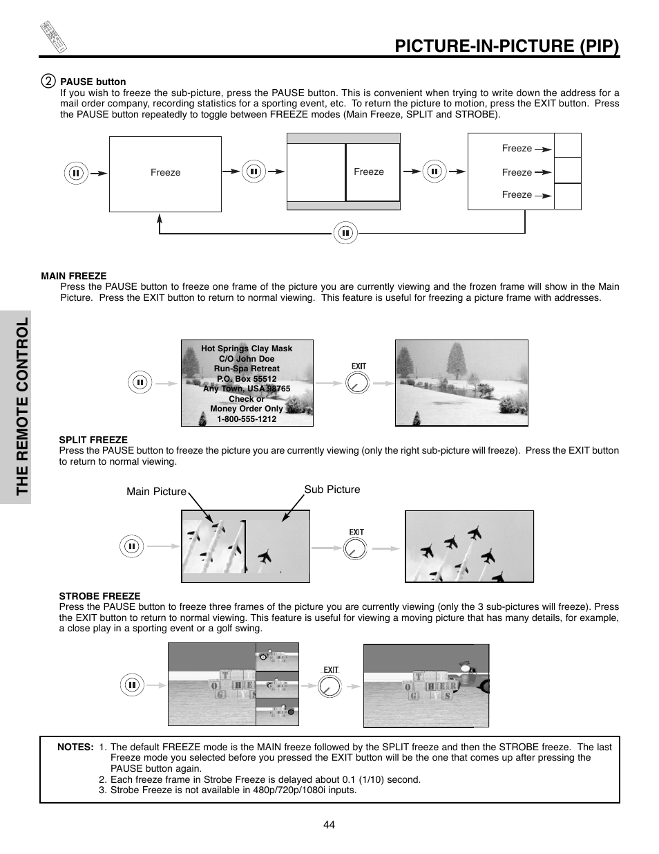 Picture-in-picture (pip), The remote control | Hitachi 32HLX61 User Manual | Page 44 / 104