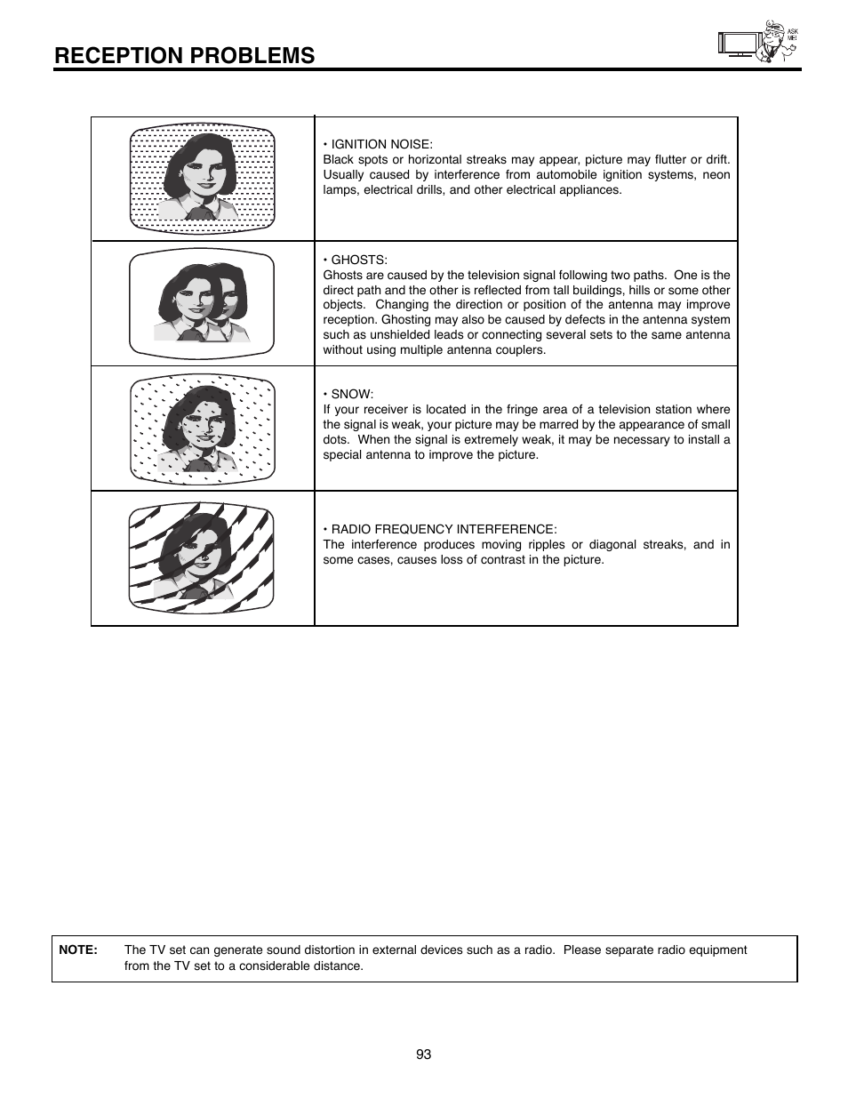 Reception problems | Hitachi 32HLX61 User Manual | Page 93 / 104