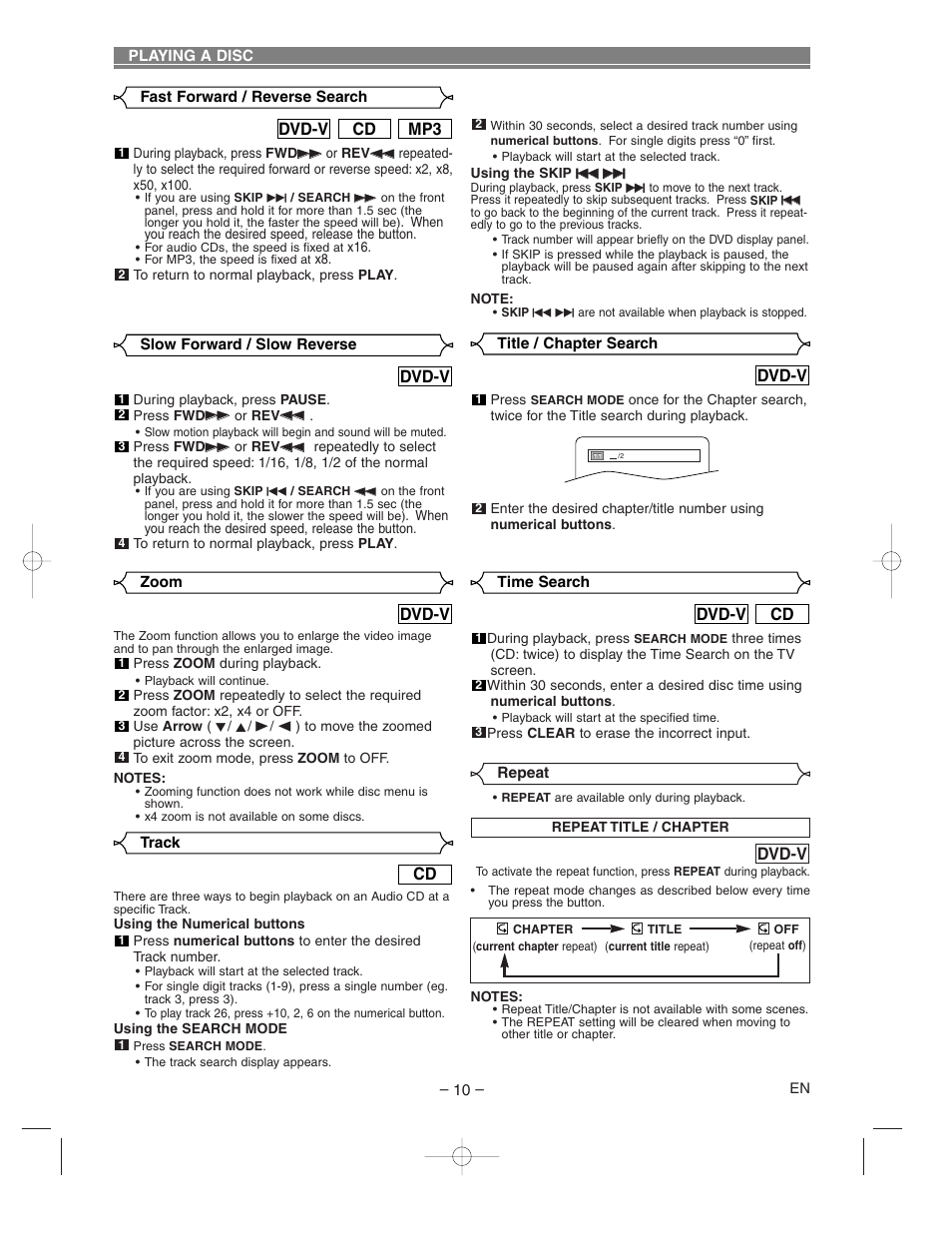 Mp3 cd dvd-v, Dvd-v, Cd dvd-v | Hitachi DV-P733U User Manual | Page 10 / 20