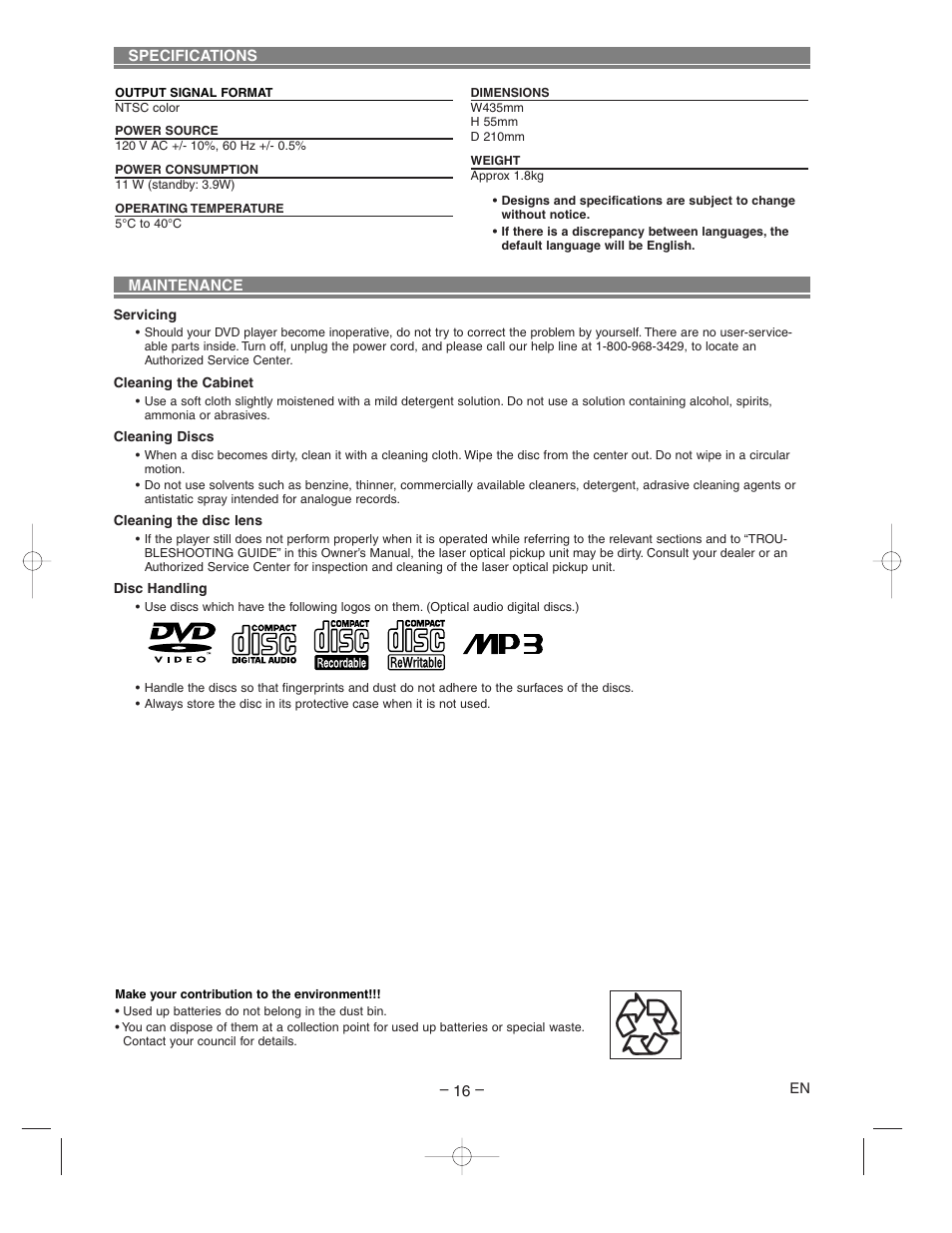 Hitachi DV-P733U User Manual | Page 16 / 20