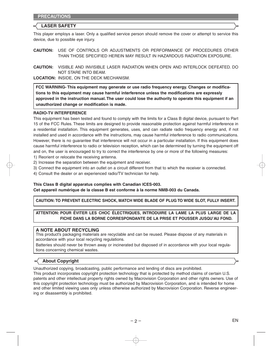 Hitachi DV-P733U User Manual | Page 2 / 20