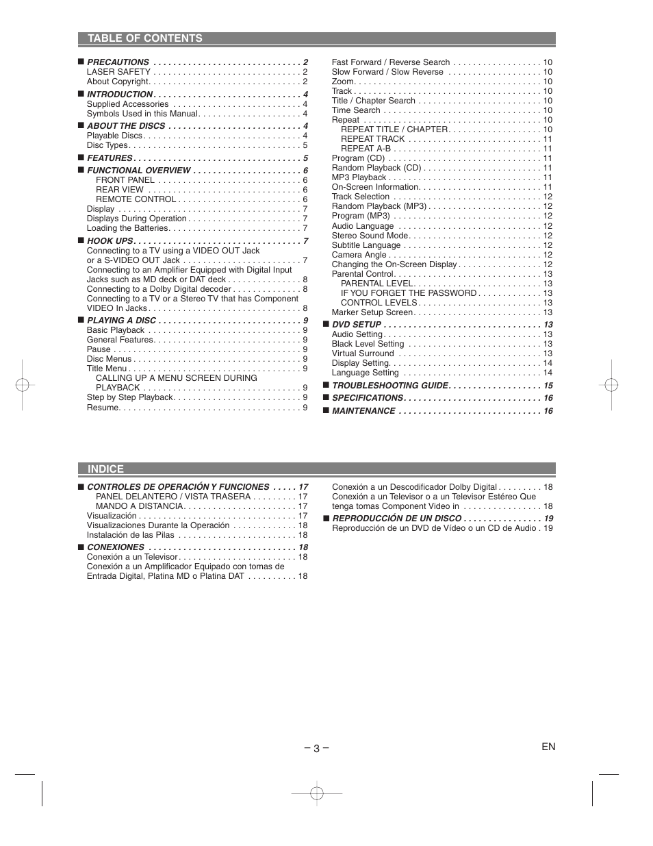 Hitachi DV-P733U User Manual | Page 3 / 20