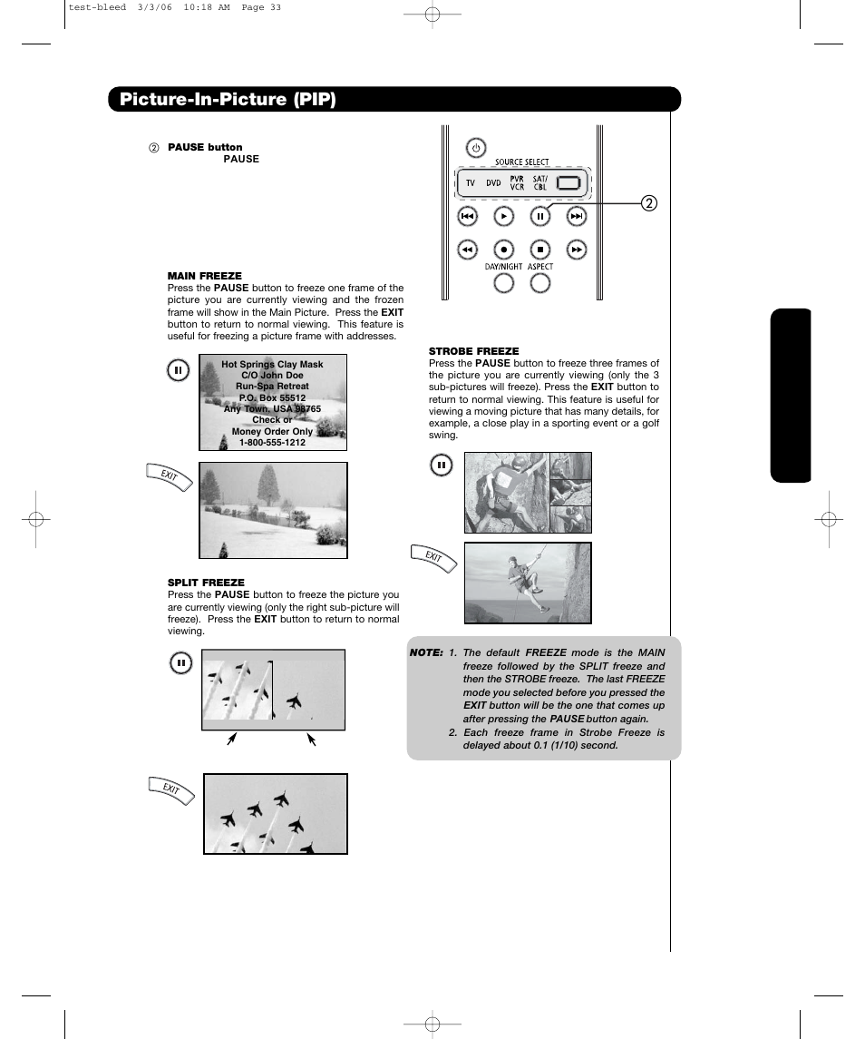 Picture-in-picture (pip), The remote c ontrol | Hitachi P55T501 User Manual | Page 31 / 72