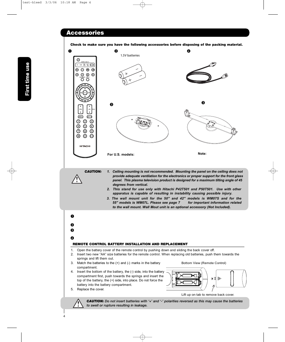 Accessories | Hitachi P55T501 User Manual | Page 4 / 72
