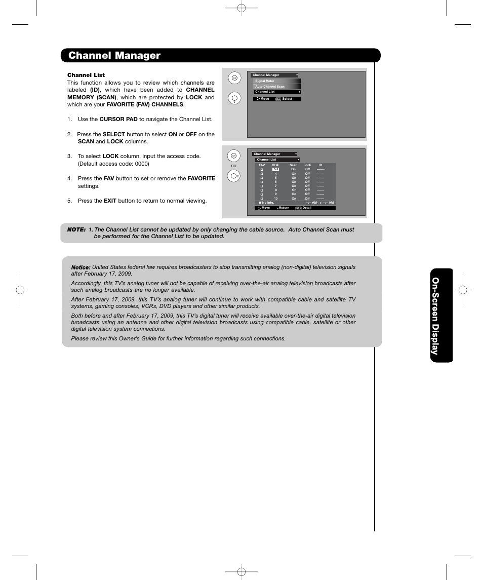 Channel manager | Hitachi P55T501 User Manual | Page 47 / 72