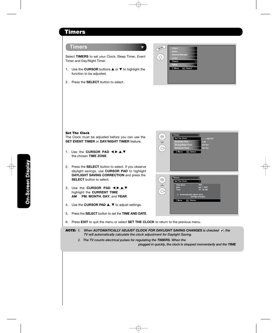 Timers | Hitachi P55T501 User Manual | Page 54 / 72