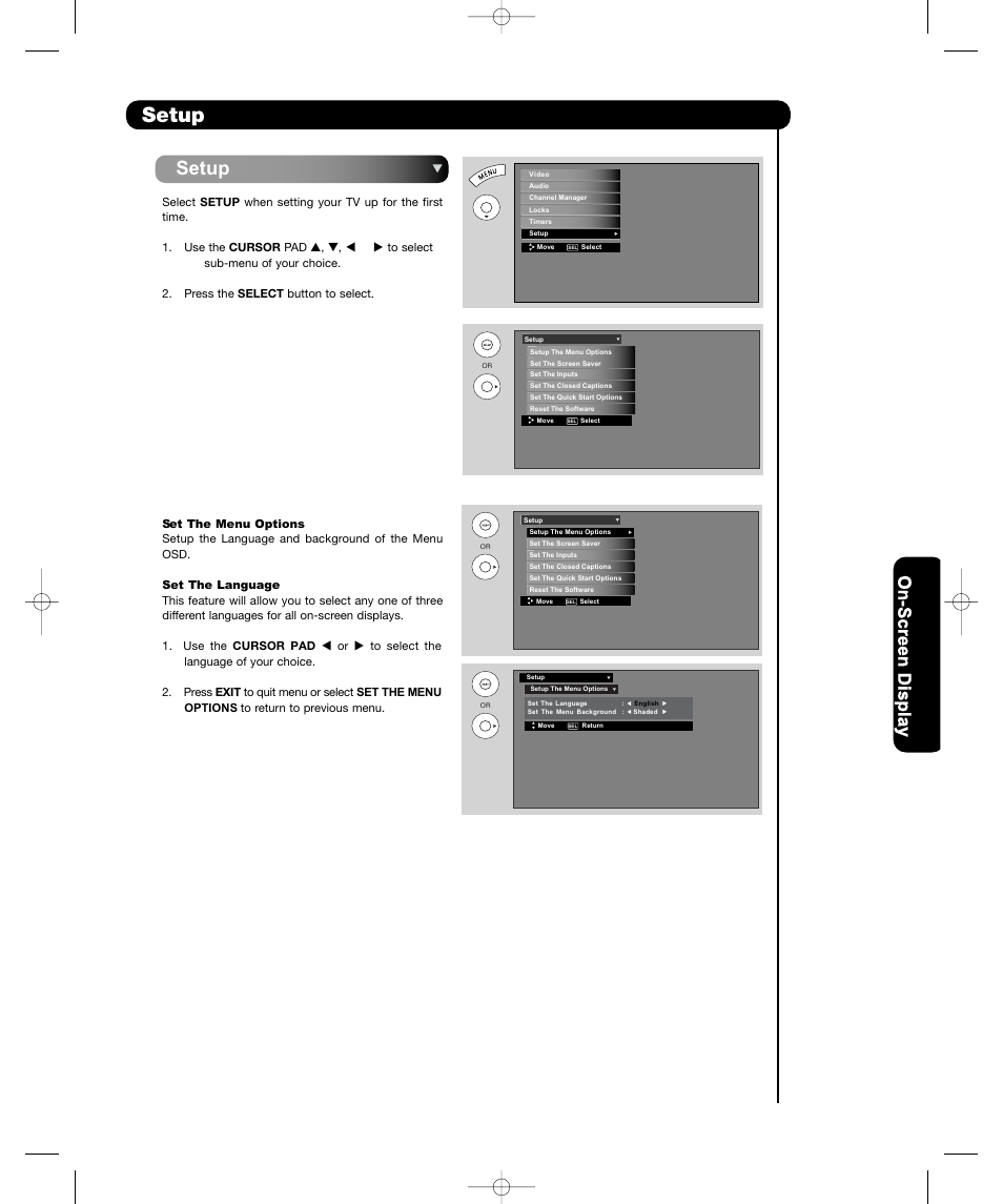 Setup | Hitachi P55T501 User Manual | Page 57 / 72