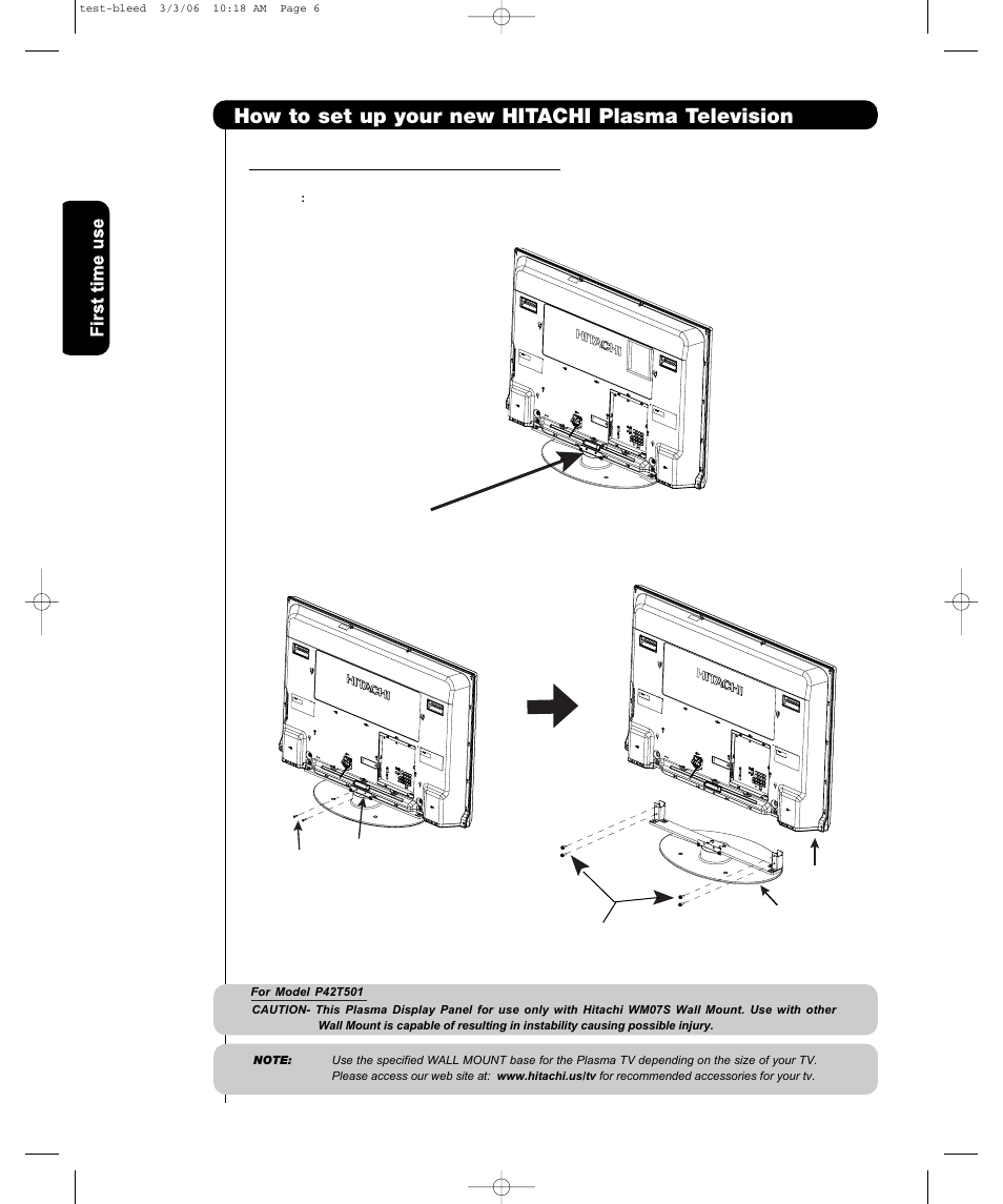 How to set up your new hitachi plasma television | Hitachi P55T501 User Manual | Page 8 / 72