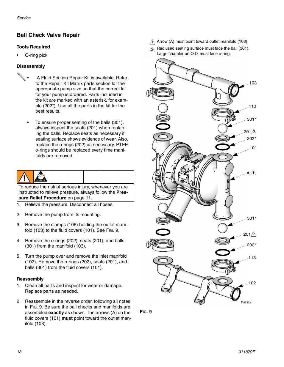 E 18, Ball check valve repair | Hitachi FD2 1590 User Manual | Page 18 / 50