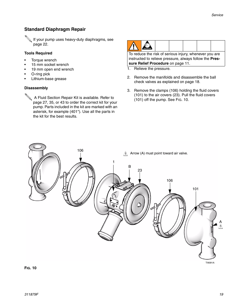 Es 19, S 19, S 19-2 | Standard diaphragm repair | Hitachi FD2 1590 User Manual | Page 19 / 50