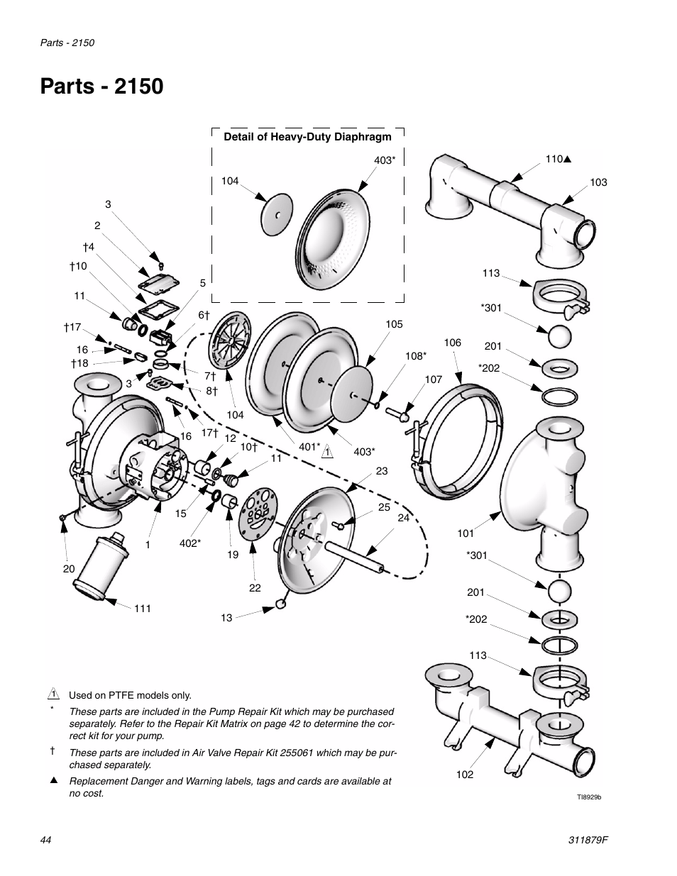 Parts - 2150, D 44 | Hitachi FD2 1590 User Manual | Page 44 / 50