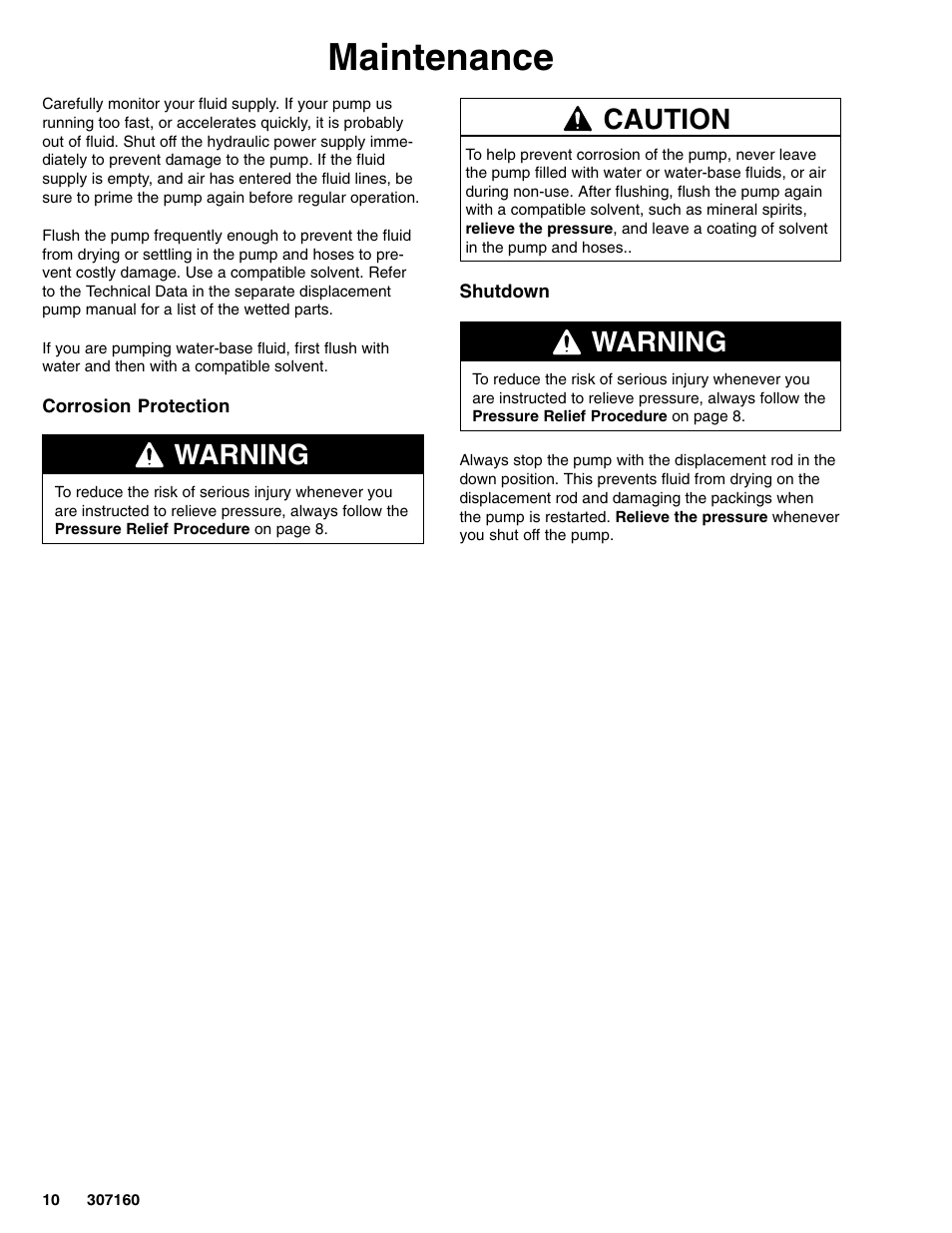 Maintenance, Warning, Caution | Hitachi 210313 User Manual | Page 10 / 16
