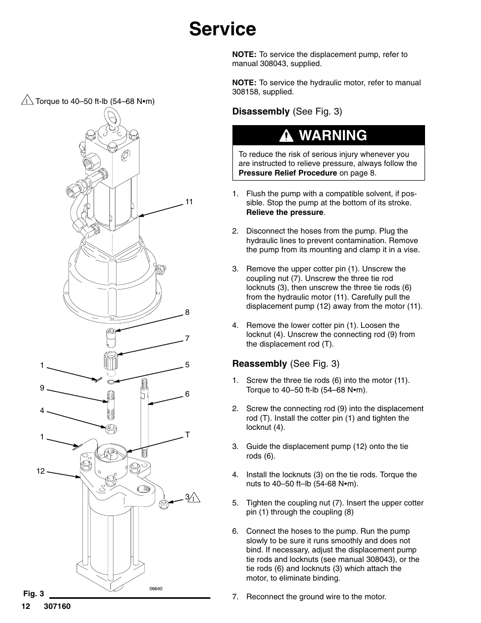 Service, Warning | Hitachi 210313 User Manual | Page 12 / 16