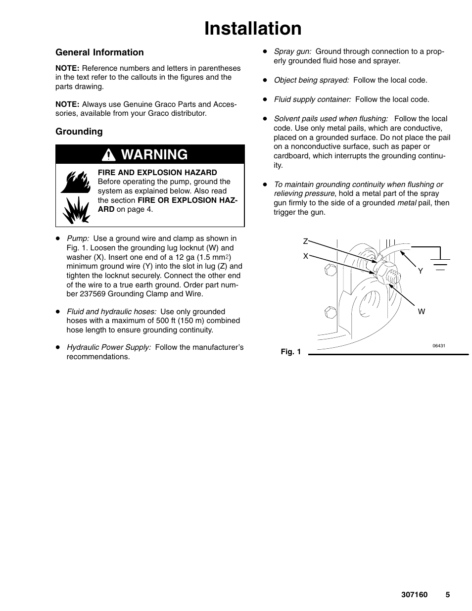 Installation, Warning | Hitachi 210313 User Manual | Page 5 / 16
